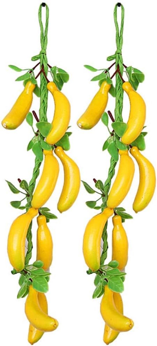 Kunstmatige Bloemen 2Pcs Kunstmatige Banaan Fruit String Nep Groenten Opknoping Thuis Tuin Decor