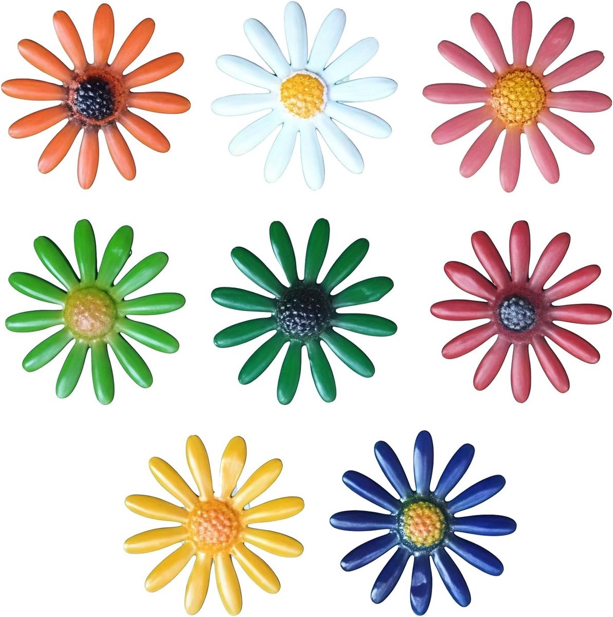 8 Stuks Metalen Bloemen voor Tuinmuur Decoratie, Wanddecoratie voor Buiten en Binnen, Metaal Kunst voor Patio, Balkon, Keuken en Veranda
