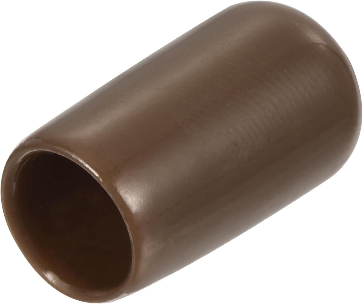 15 stuks rubberen eindkappen 12mm ID, ronde beschermkapjes PVC doppen afdekkapjes gatdoppen glijders voor schroeven draadeinddraden kabels roestvrij staal meubelvoetjes, bruin