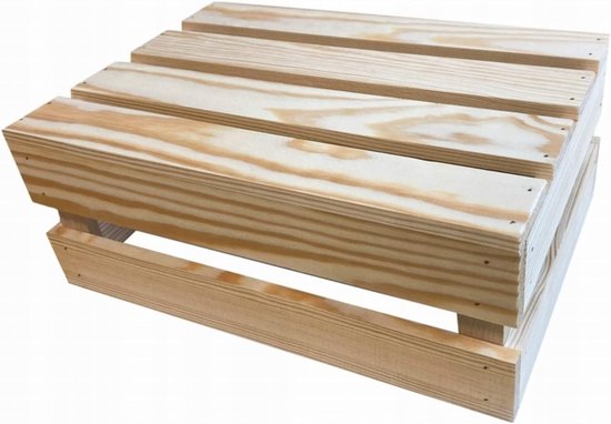 World - Houten krat - Ongelakt grenenhout opbergdoos DIY 40 x 30 x 17 cm — afbeelding 5