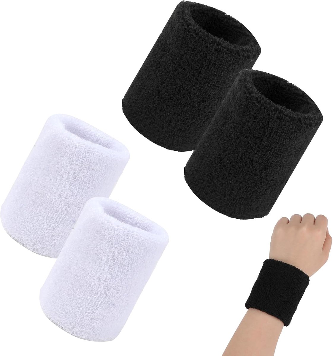 polsbandages, 4 stuks zweetbanden voor de sportschool voor dames en heren, zacht sportsweatband, voor basketbal, sportschool, fitness, gymnastiek, tennis