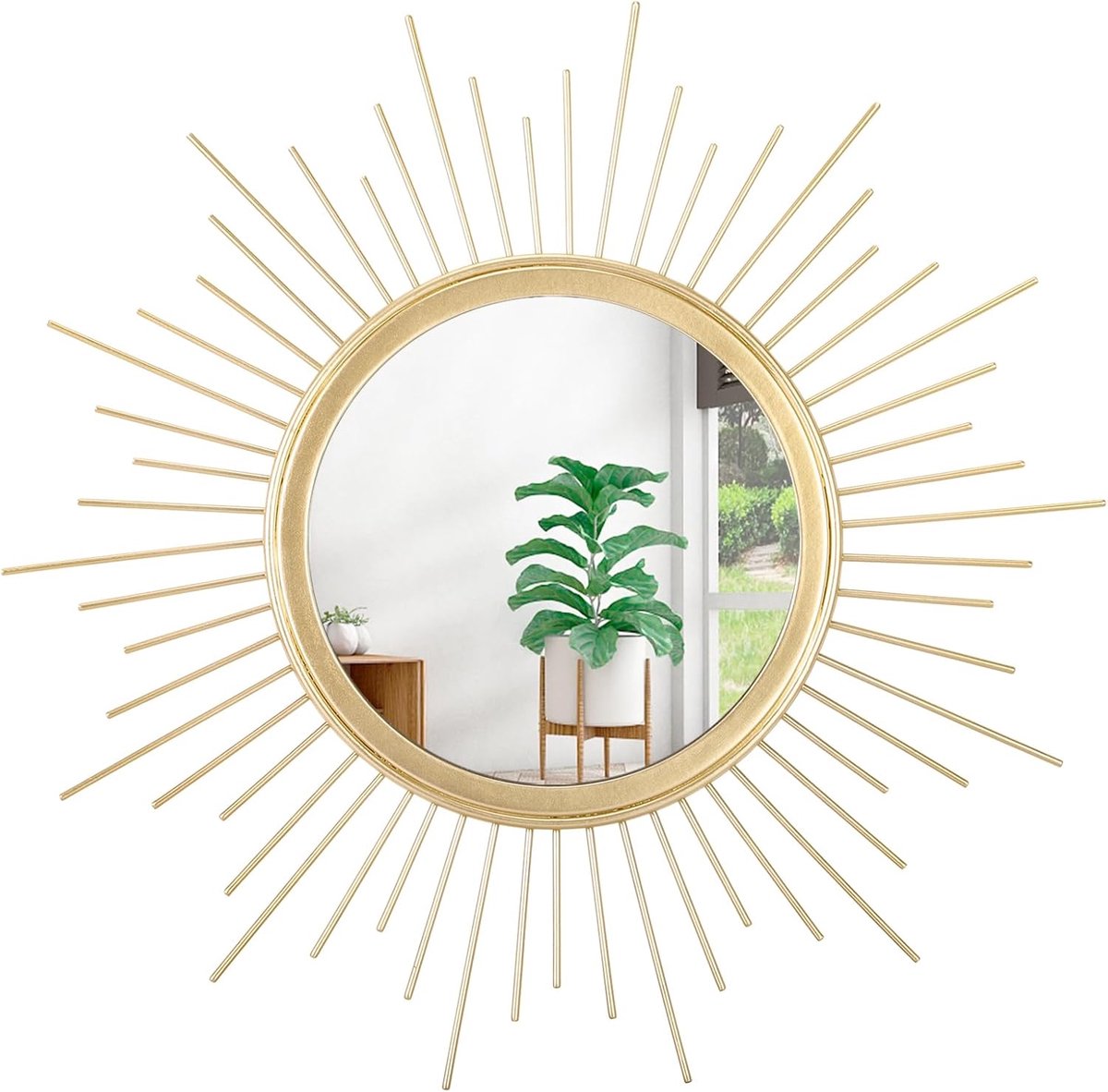 zonnestraal spiegels voor muur decoratieve metalen ronde kunst spiegels grote muur decor opknoping spiegel voor badkamer slaapkamer woonkamer ijdelheid ingang 40,6 cm