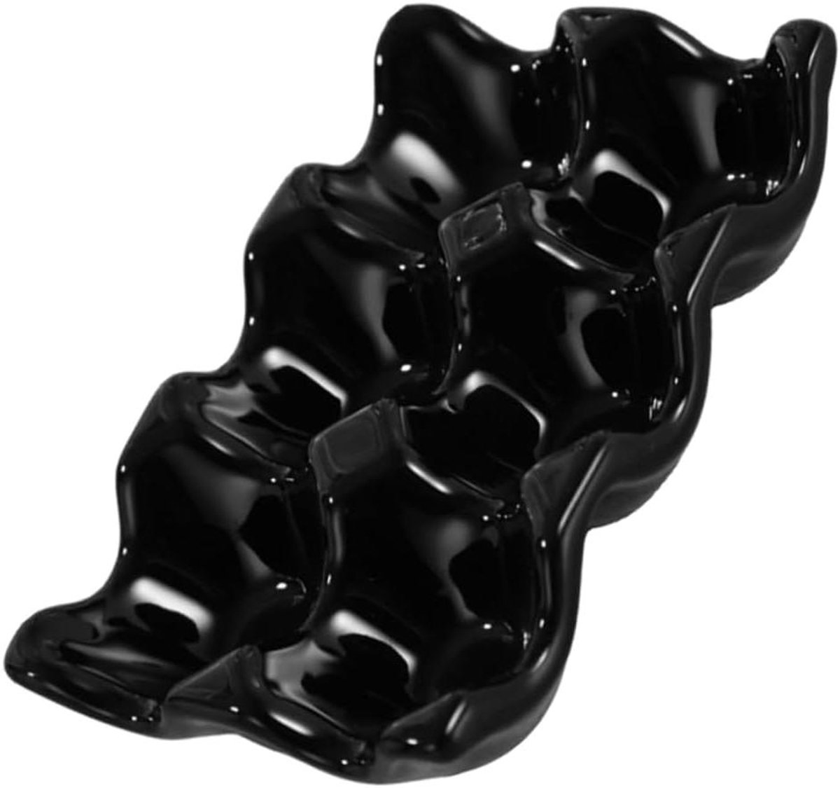 Eierrekje Keramiek - Eierhouder Schotel - Keuken Opslag - Veilig Geplaatst - 30 x 95 x 30 mm - Zwart