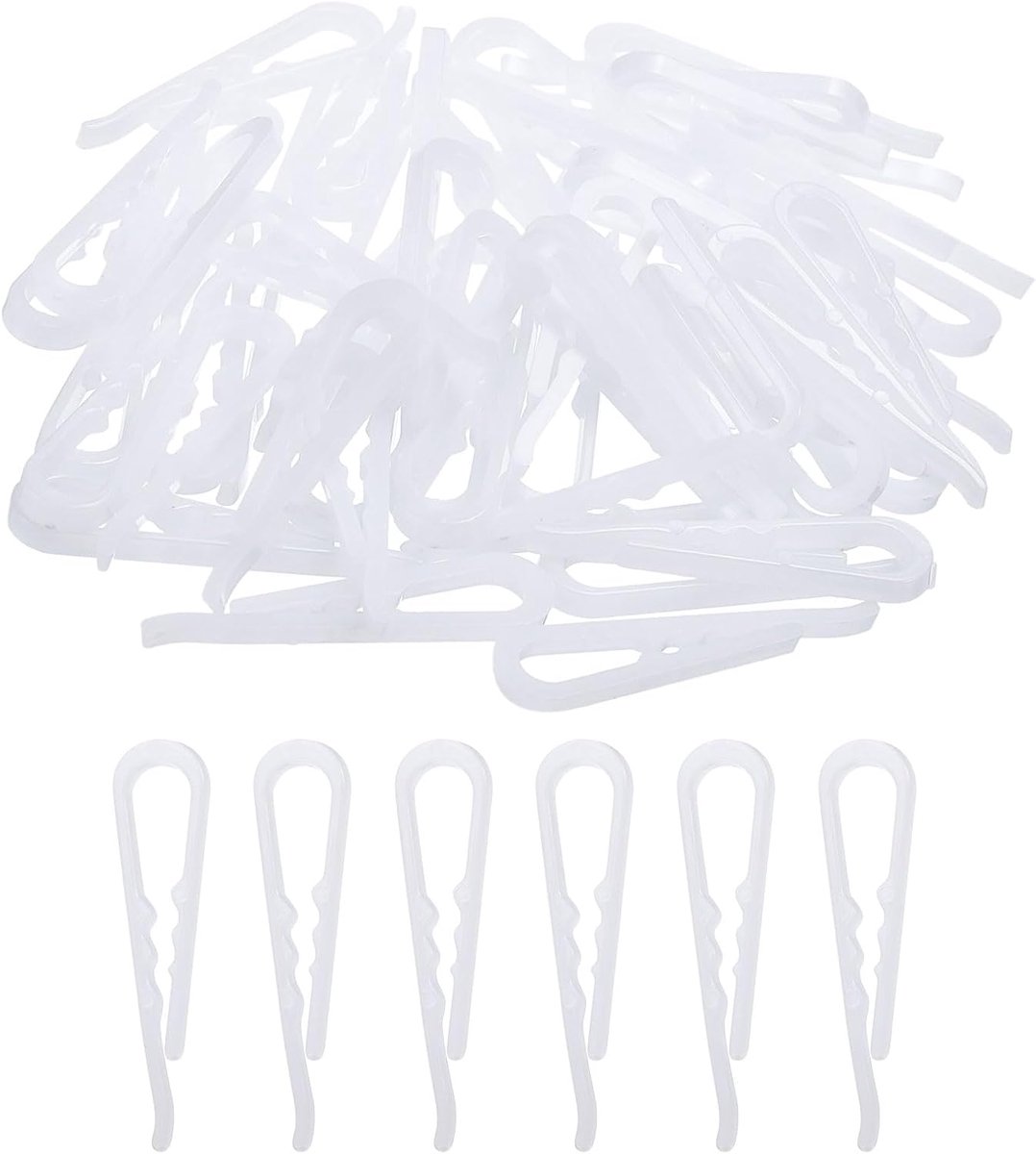 100 stuks duurzame plastic krokodillenklemmen, 2,5 cm, wit, U-vorm, shirt, clip, wasknijpers met tanden voor inklapbare stropdassen, broeken, sokken, kleding | Clip wasknijper met tanden, voor inklapbare stropdassen, broeken, sokken, kleding