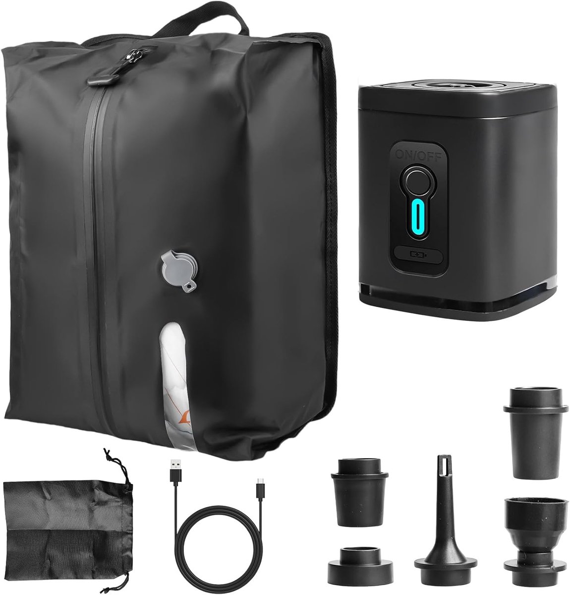 Vacuümzakken voor kleding, reizen, met draadloze pomp, IP67 vacuümzak voor reizen, herbruikbare vacuümzakken voor opslag voor koffer en rugzak, vacuümrugzak, zichtbaar venster
