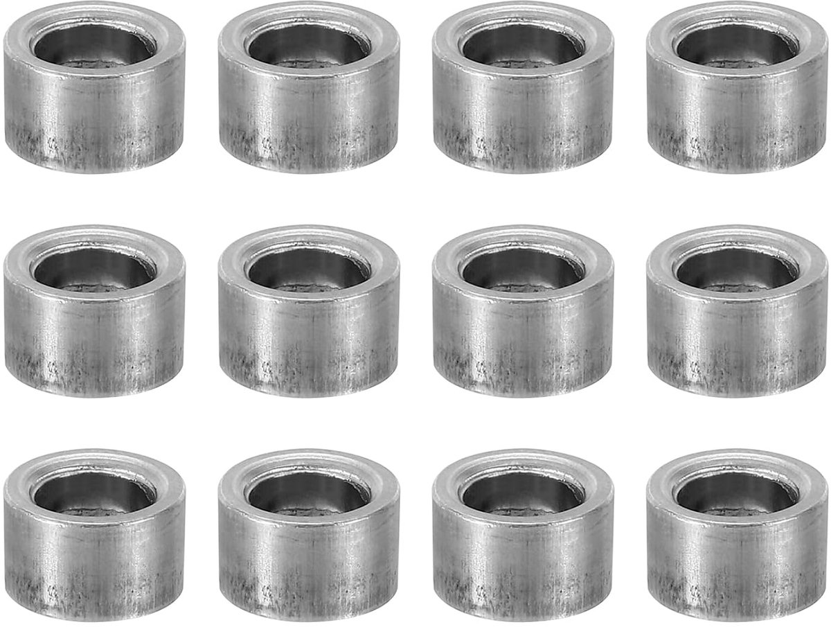 M6 stalen tussenstukken, 12 stuks metalen tussenstukken van koolstofstaal 6 mm ID x 10 mm OD x 6 mm L ronde stalen schroefsteun voor 1/4 inch of M6 schroefbouten