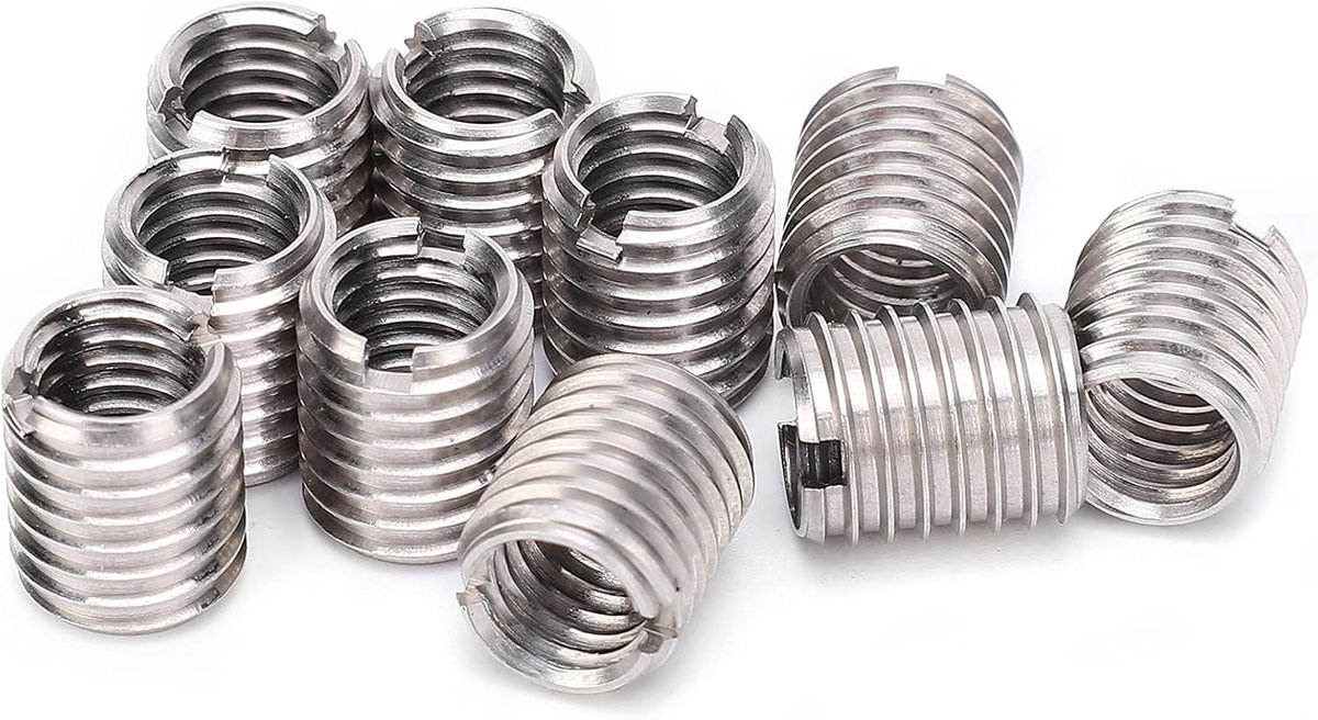 naar M10 draadadapter, 10 stuks M8 draadinzetstuk verloopmoer, roestvrij staal M8 X 1,25 M10 X 1,5 platte kop inzetmoer draadhuls reparatie draadinzetstukken inschroefmoer