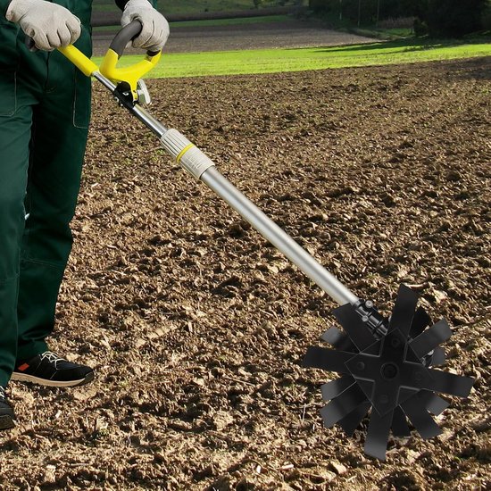 Tuincultivator, 9 tanden, roterende cultivator voor het losmaken van de bodem in boomgaarden, akkerland — afbeelding 2