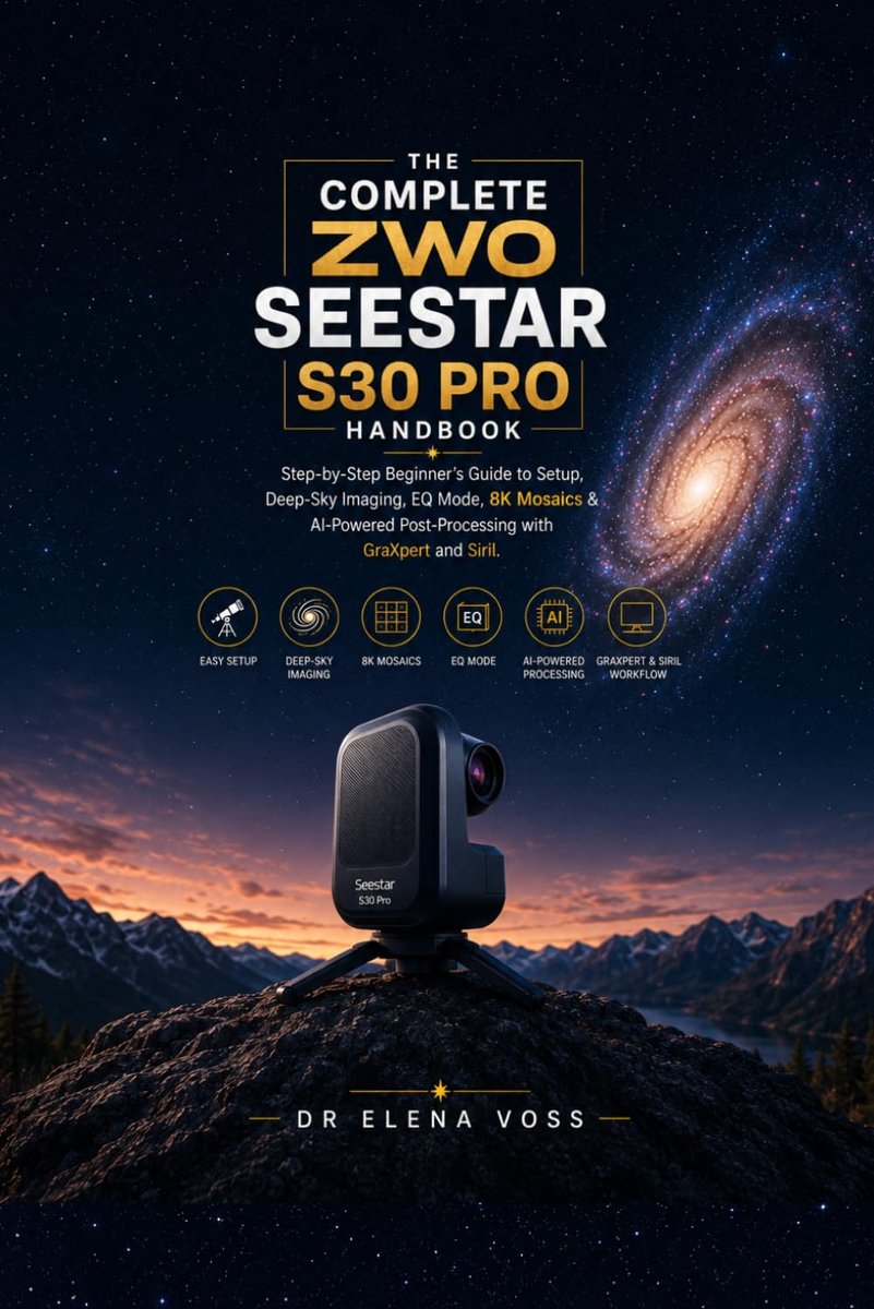 Complete ZWO Seestar S30 Pro Handbook: Step-by-Step Beginner's Guide to Setup, Deep-Sky Imaging, EQ Mode, 8K Mosaics & AI-Powered Post-Processing with GraXpert and Siril