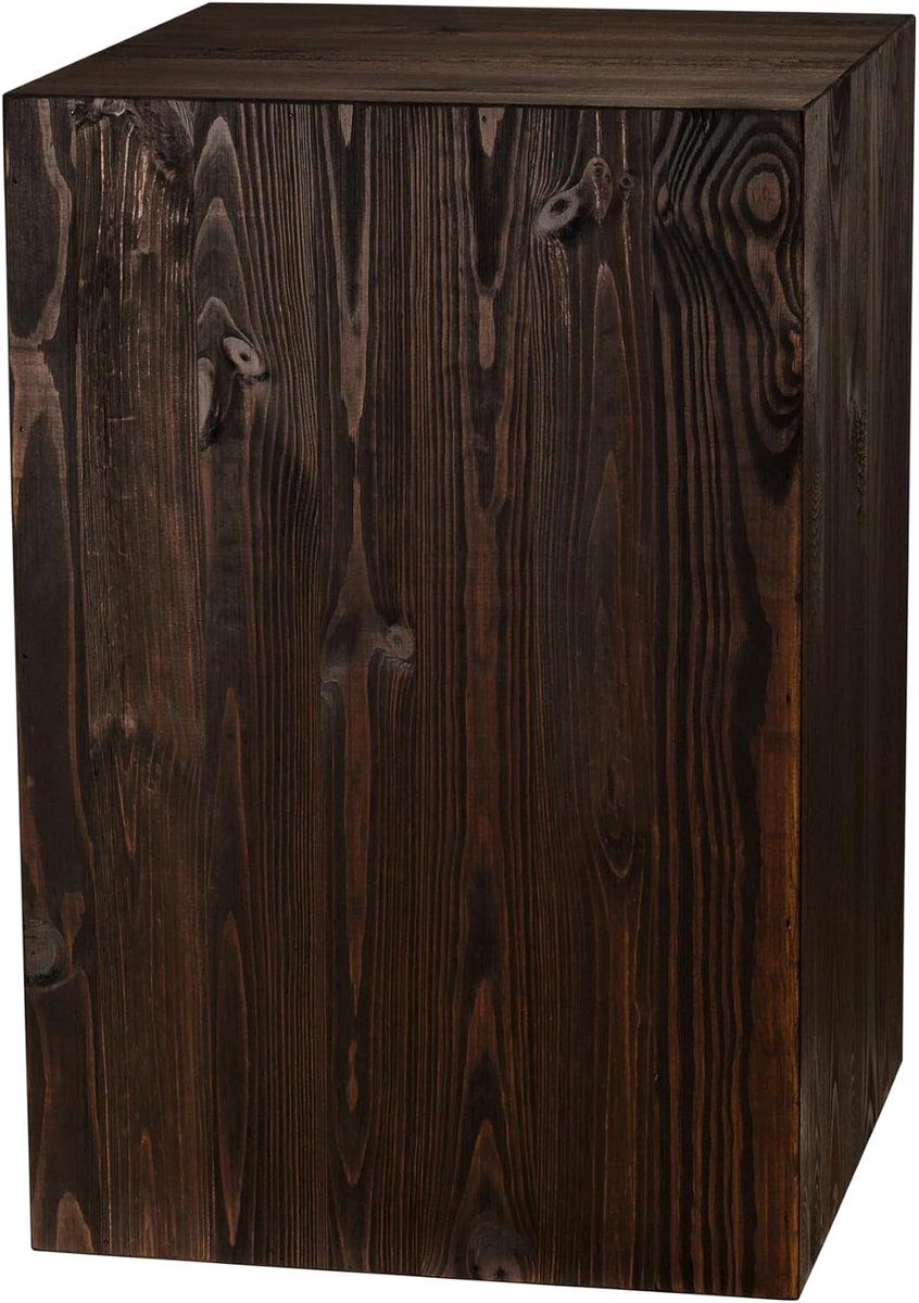 zuil, Rustieke decoratieve zuil, Boomstamdecoratie, Vloerlantaarnstandaard, Houten plantenstandaard, Stevig en duurzaam, Donker notenhout, 60x40x40 cm