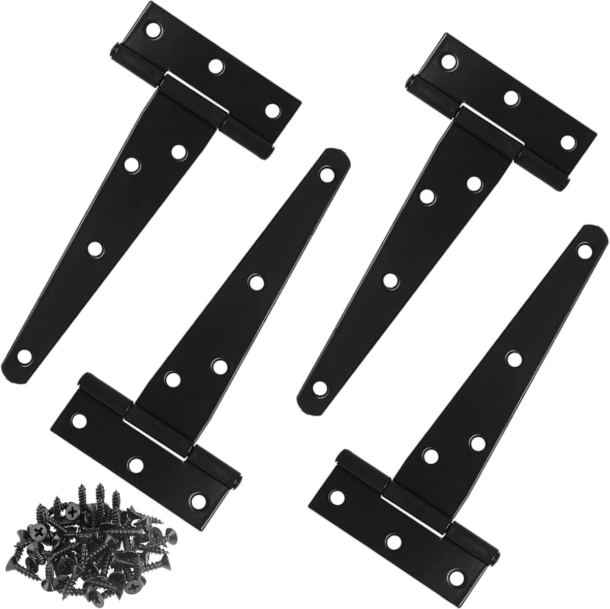 Scharnieren, 4 stuks, 125 mm, zwart, 7 gaten, 270 hoeken, draaibereik, deurscharnier, staal, voor ramen, houten kisten, kasten, tuinpoort