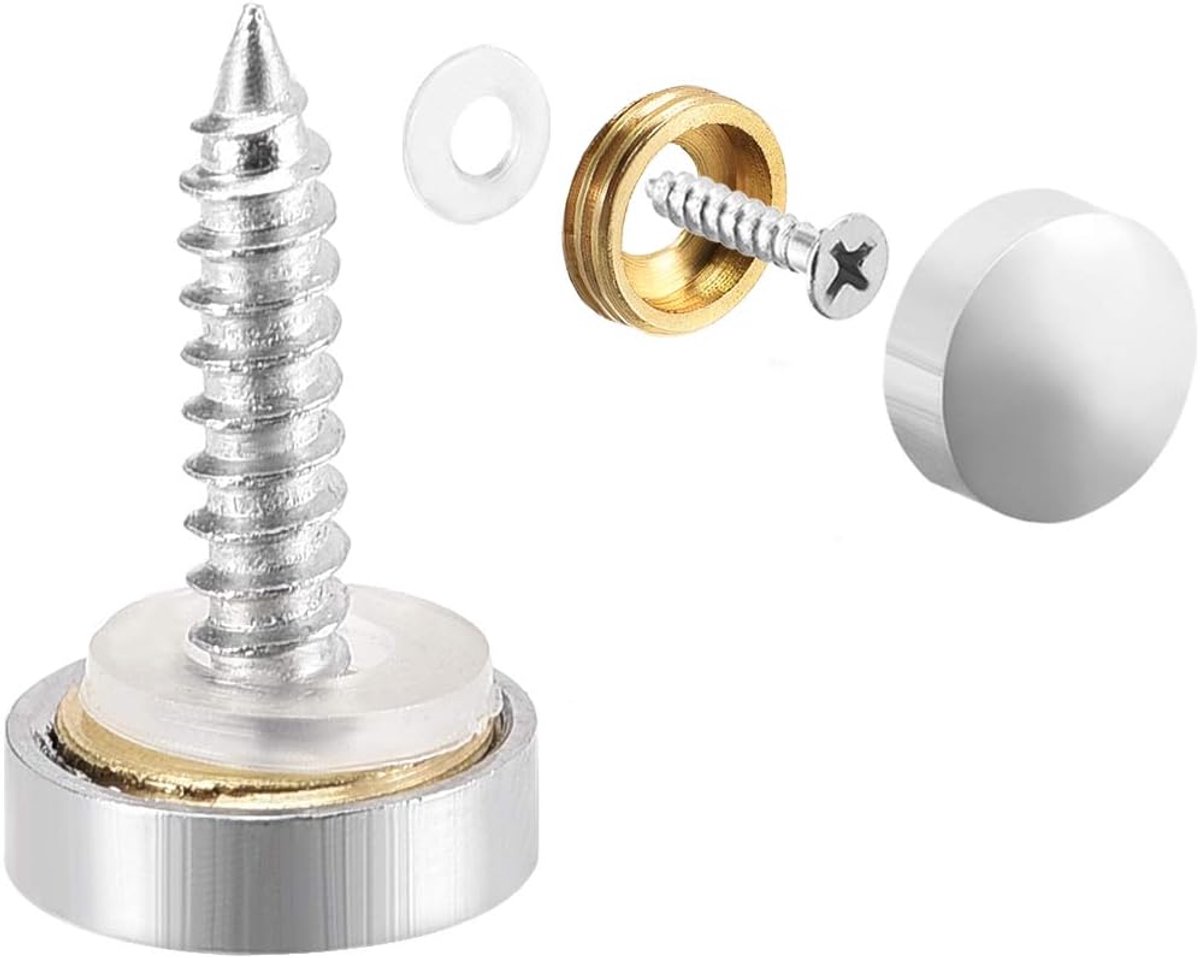 sourcing map 12stk. Spiegelschroeven decor afdekkingspijkers zilverlicht 12mm/0,47" messing