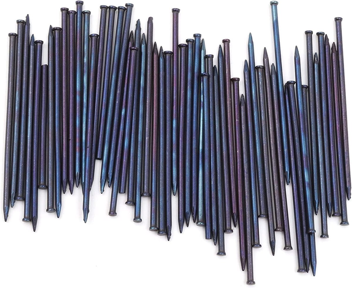 100x stalen pennen stalen plint pennen nagel 1,2 x 35 mm lenskop blauw