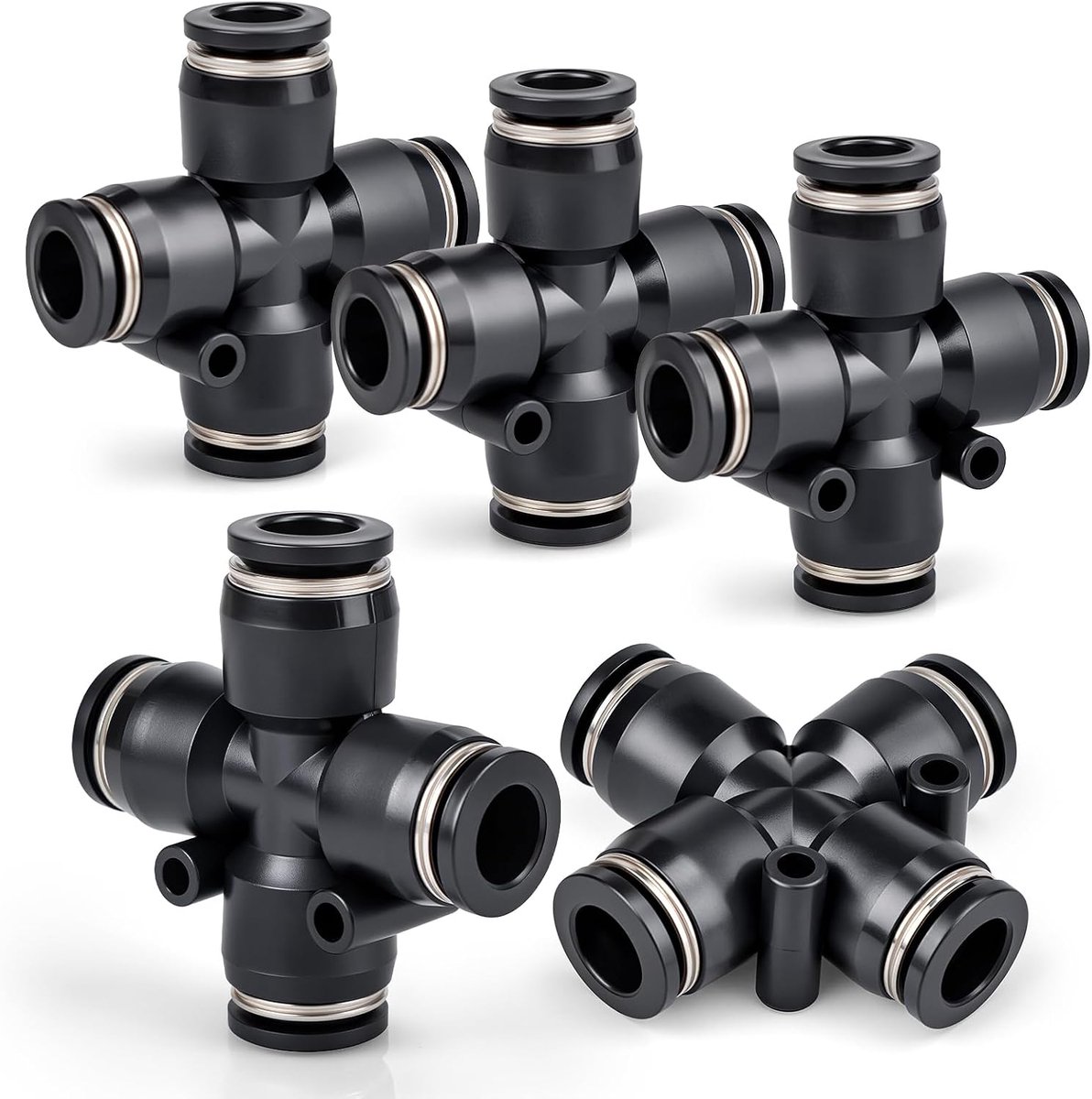 5 stuks 4-Weg 12mm Inch OD rechte pushfittingen kunststof snelkoppelingen luchtleidingen PZA12