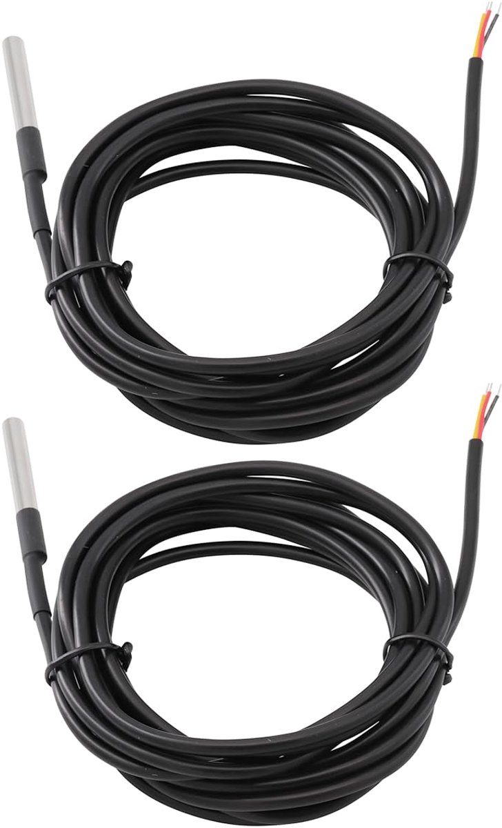 3 Meter Roestvrij Staal Temperatuursensor Waterdicht Temperatuurvoeler Digitaal Thermisch Sonde Temperatuur Sensor Kabel (2 Stuks)