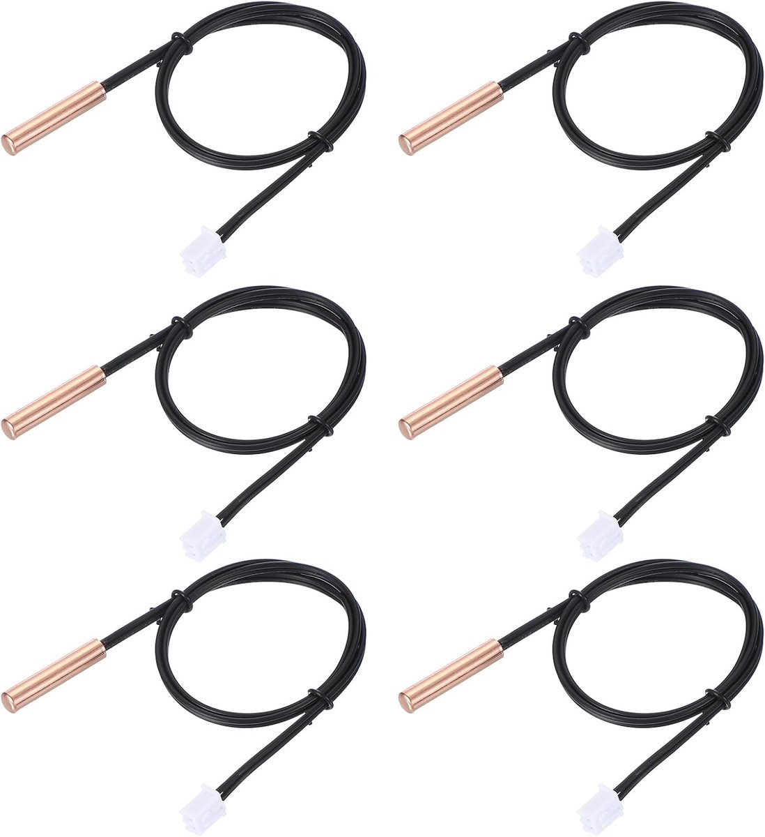 10K NTC Temperatuursensor, 6 Stuks 40 Cm 1% 3950 Waterdichte Koperen Temperatuursensor Sonde Temperatuursensor Digitaal Temperatuurzender Uitbreiding voor Airco Koelkast
