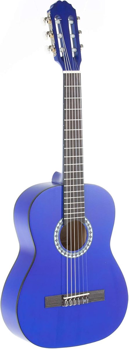 Concertgitaar, gitaar Basic, body linde, toets Pakkahout, verchroomde mechanieken, 1/2 blauw