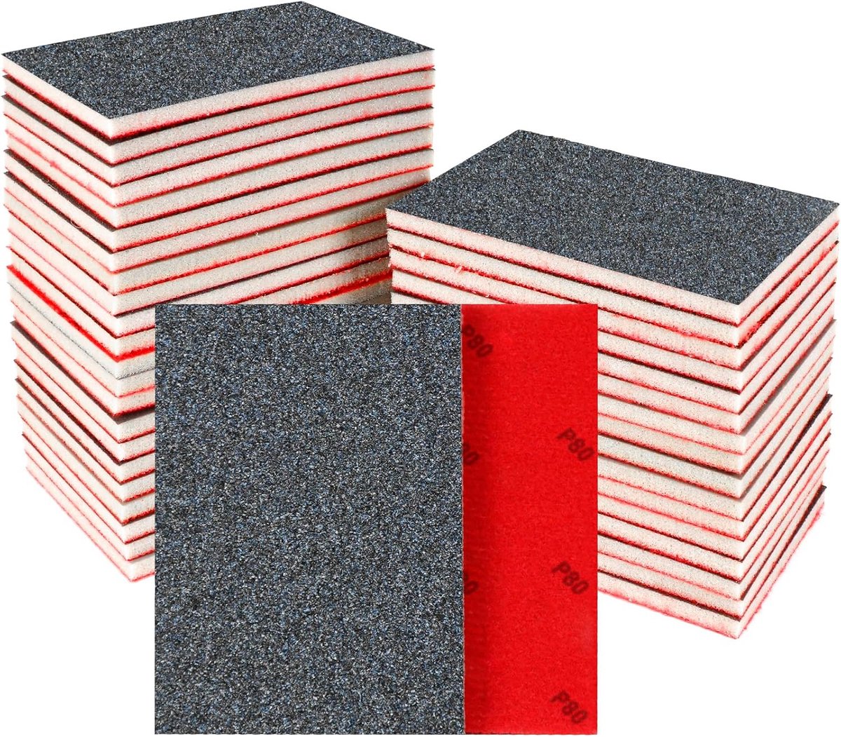 24-delige schuursponsset - 80 korrel schuurpads, flexibel schuurpapierblok grof en fijn, schuim schuurpads wasbaar en herbruikbaar, nat en droog schuurpapier voor metaal, hout en muur polijsten