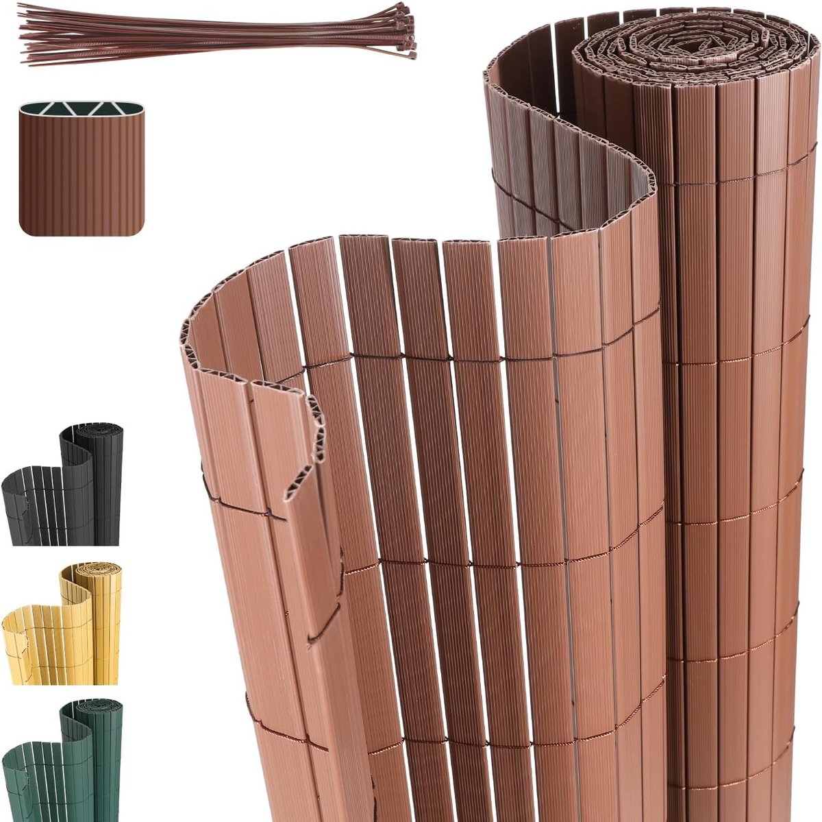 bruine PVC-privacymat, privacyscherm, UV-bestendig, schimmelvrij en gemakkelijk te onderhouden, versterkt sterke privacy voor tuin, balkon en terras (1,8 * 5M)