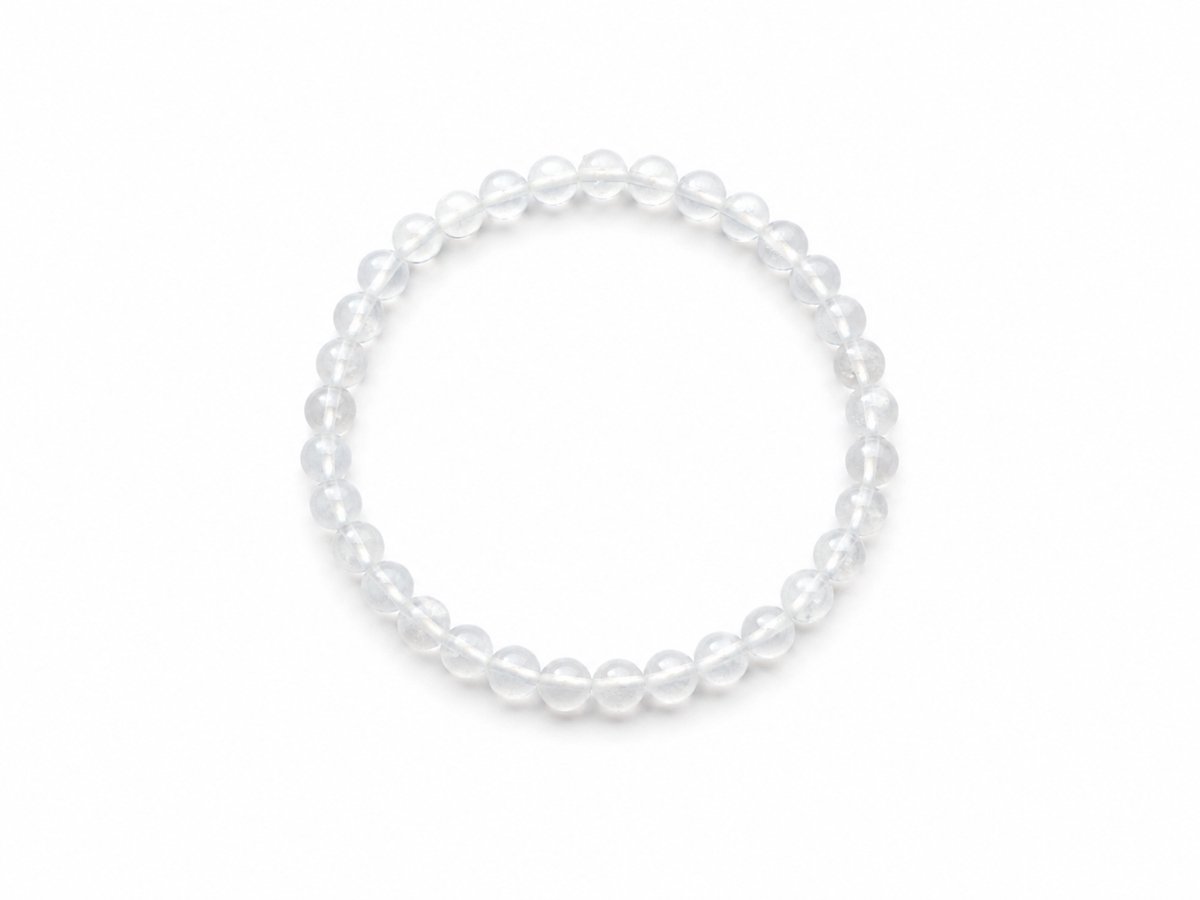 Transparante Maansteen Armband – 6 mm Kralen – Diameter 17 cm – Elastische Edelsteenarmband - Kralen armband - Maansteen armband