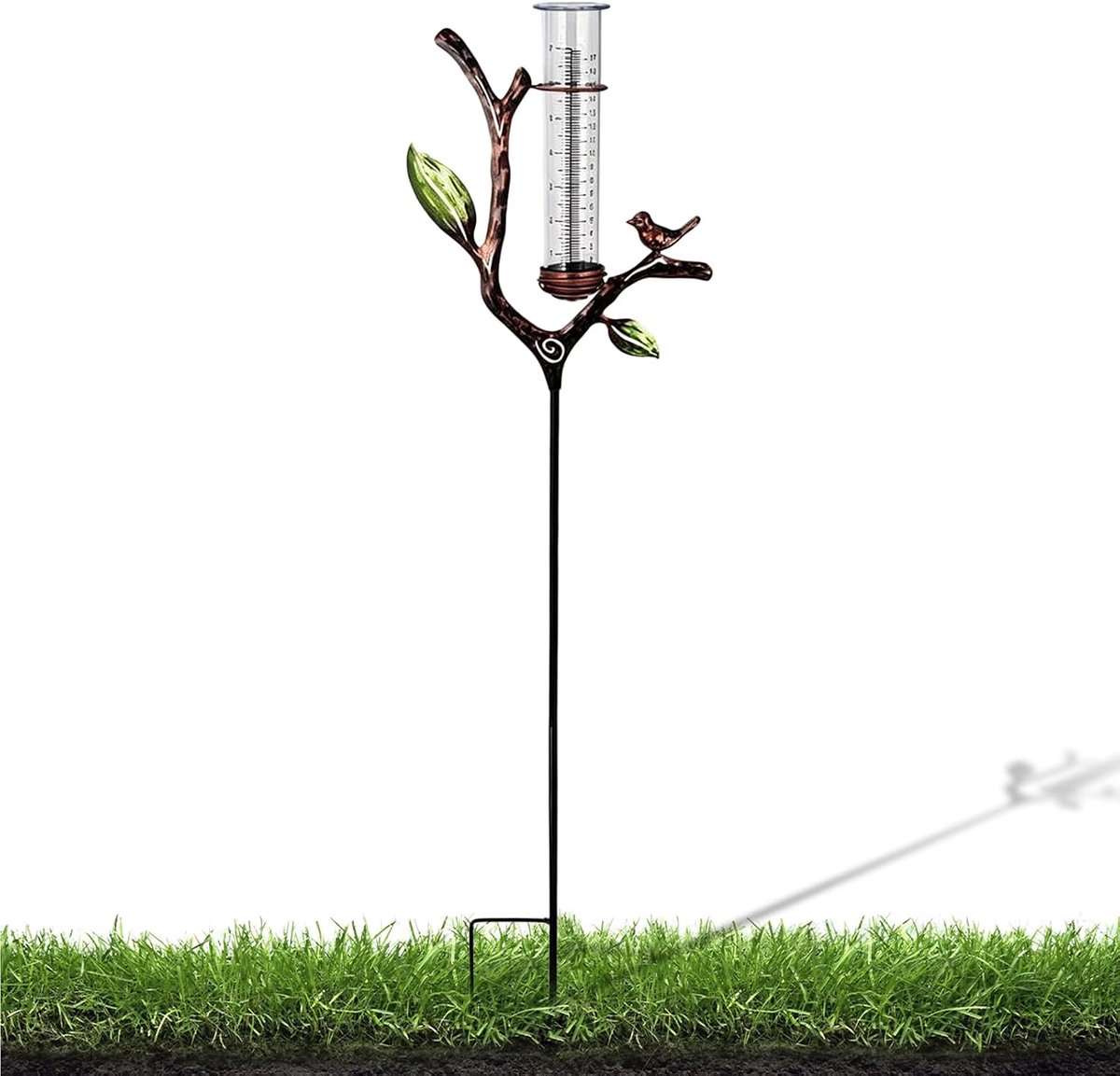 Regenmeter voor tuin met staaf: 87cm tuindecoratie neerslagmeter, regenmeter vorstbestendig, neerslagmeter, glazen regen maatbeker, regenwatermeter voor tuin, gazon en erf