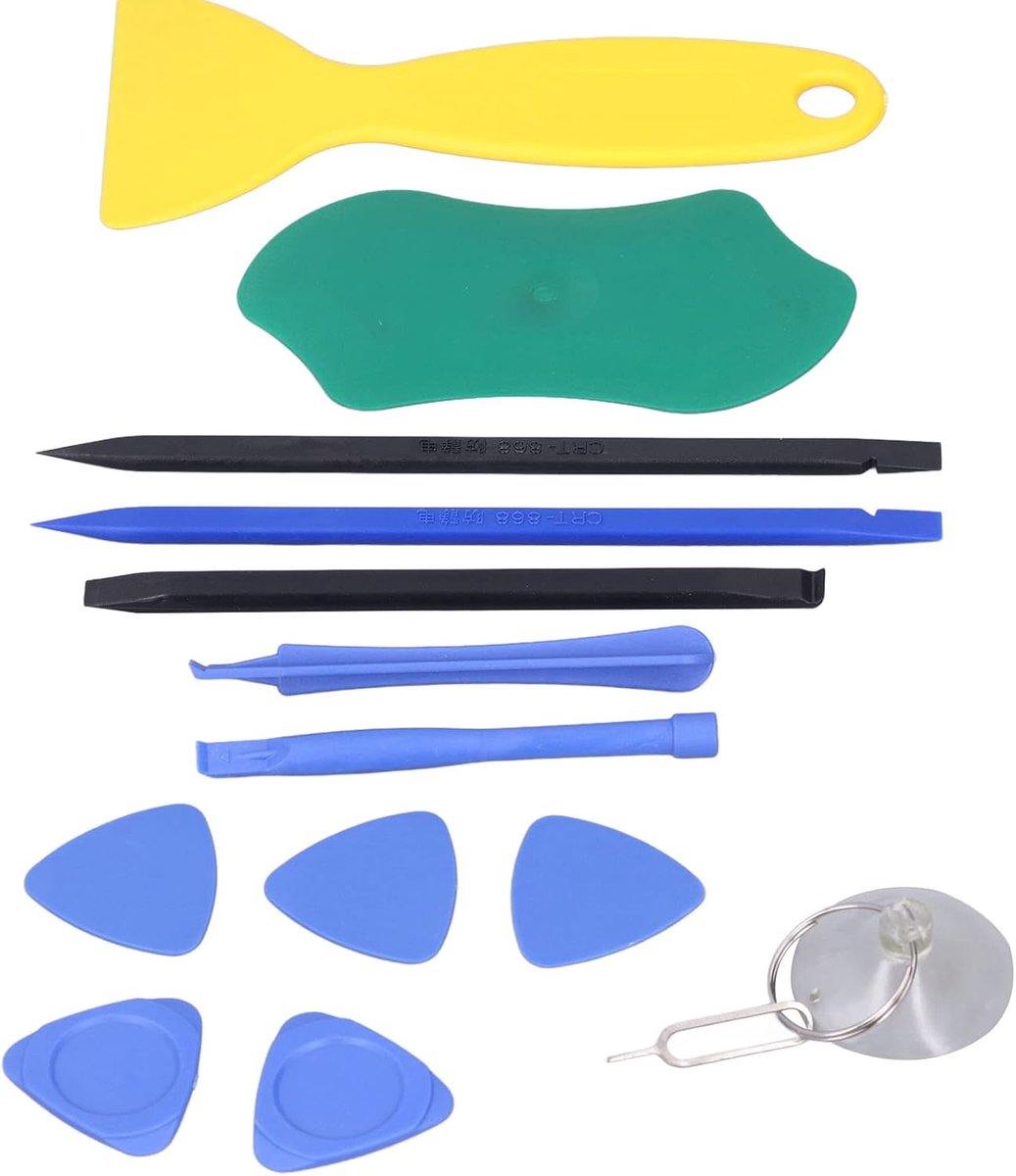 wrikken gereedschap, laptop reparatie tool kit laptop opening tool kit PVC plastic spudger opening nieuwsgierige staaf blad zuignap set 12 stks elektronica reparatie tool voor elektronica
