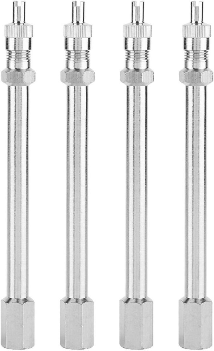 Uitbreiding, 100mm Bandventiel Uitbreiding, 4 Stuks 100mm Chrome Bandventiel Verlengstuk Wiel Adapter Auto Vrachtwagen Vrachtwagen