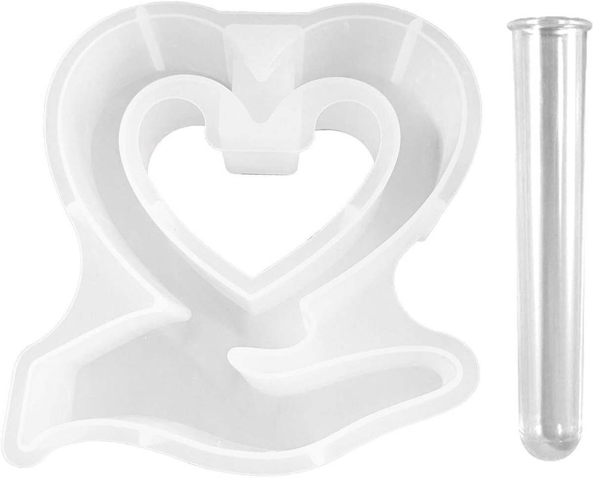 1 stuk hartvorm en 1 stuk acryl testbuis, creatieve ornamenten, doe-het-zelf gereedschap, siliconen vorm, gietvorm.
