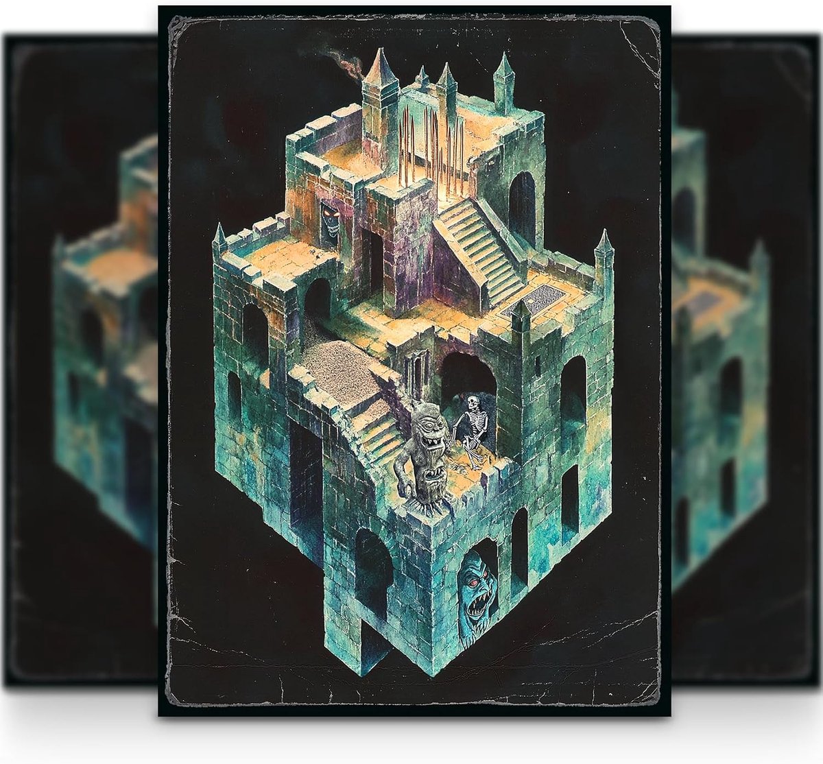 Kaartenhoezen 105 stuks | Old Schoolstijl | De Dungeon | mat oppervlak + transparante voorzijde | 66 x 92mm - standaardformaat voor Magic