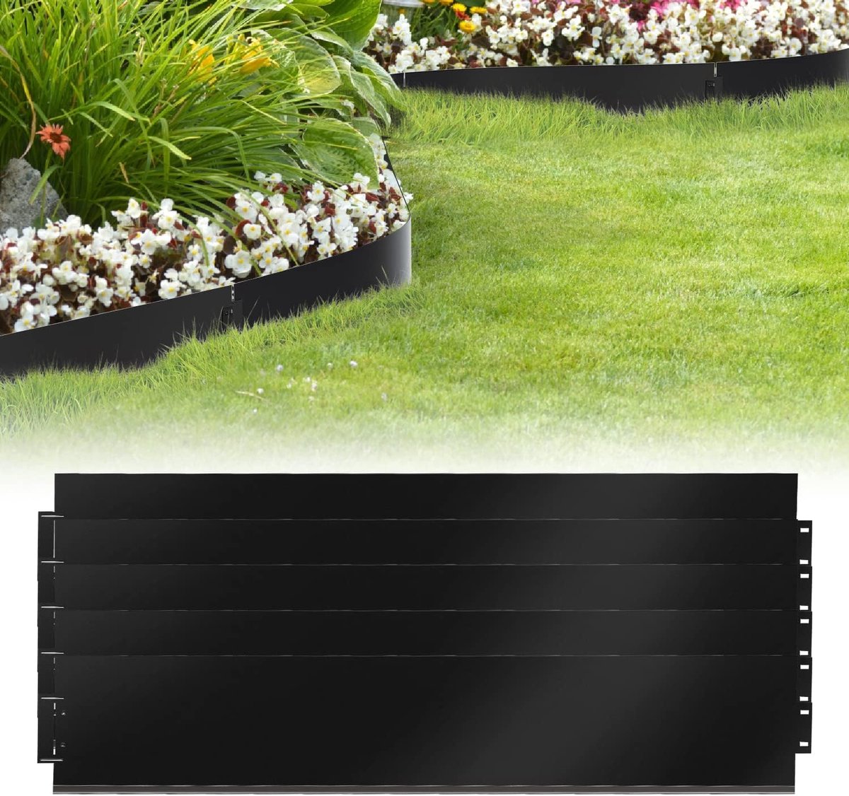 Metaal, 5 m, 10 m, 15 m, 20 m, 30 m, 40 m, 50 m, bedomranding, verzinkt, maaikant, 100 x 15 cm of 100 x 18 cm, perkomranding, palissade (lengte 30 m, hoogte 15 cm)