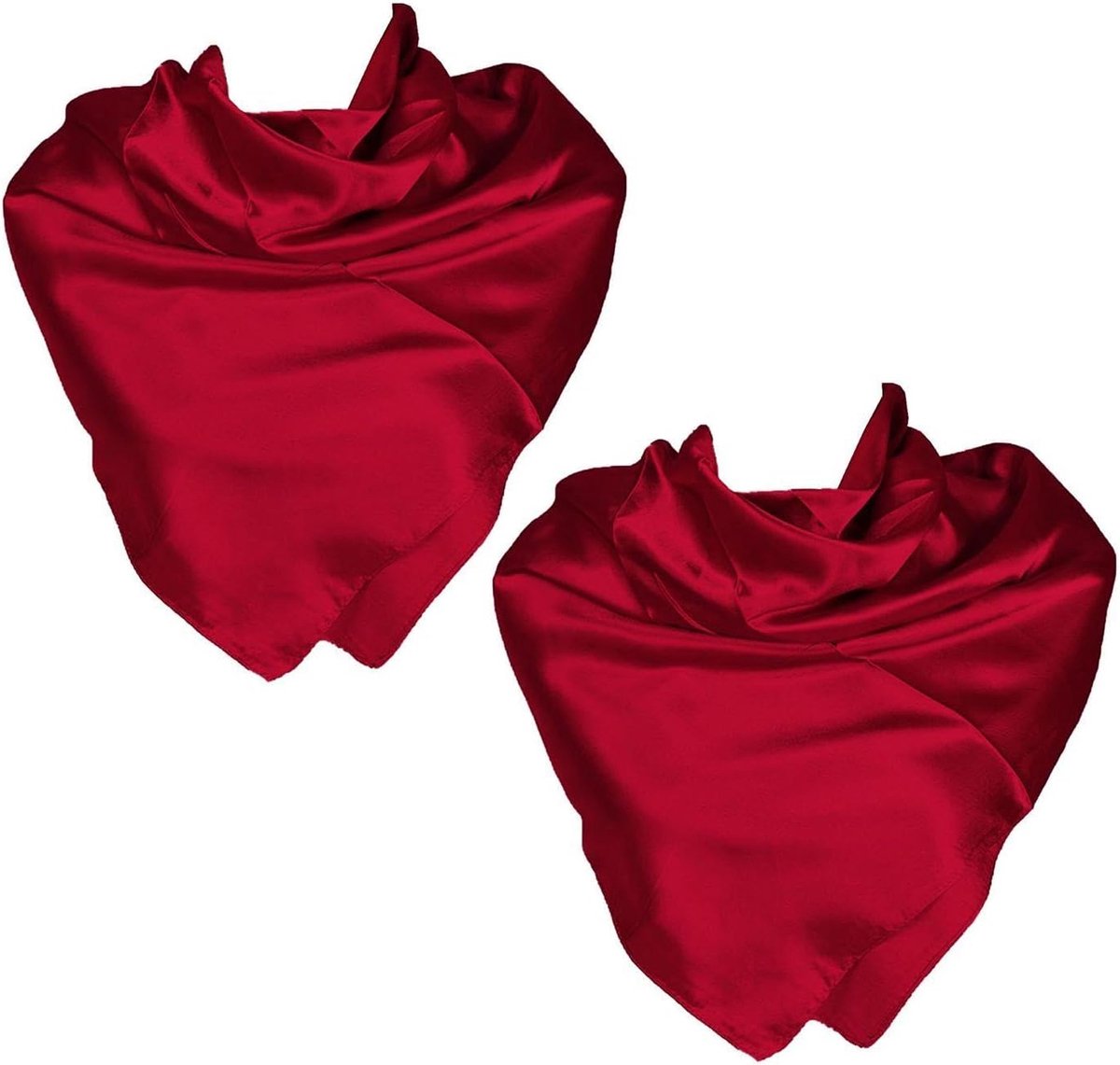 2 stuks rode hoofddoek, effen kleur zijden sjaal, eenvoudige modieuze zijden sjaal, gezichtssjaal voor dames, vierkante sjaal voor kledingaccessoires