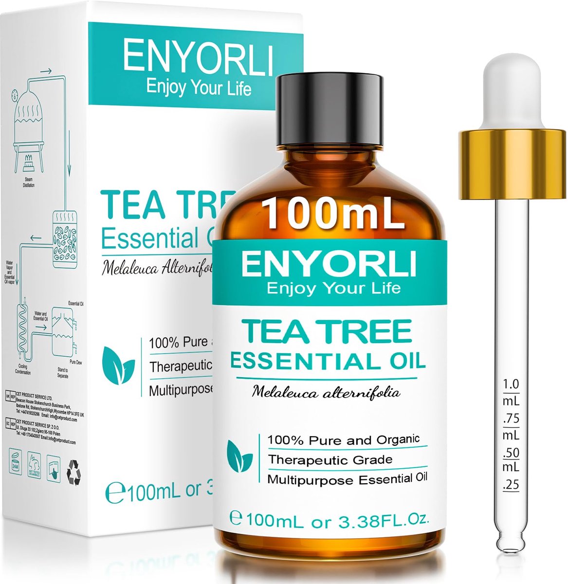 Tea Tree Olie 100ml - 100% puur - voor diffuser en huid - verzorgt en hydrateert - SnelShoppen