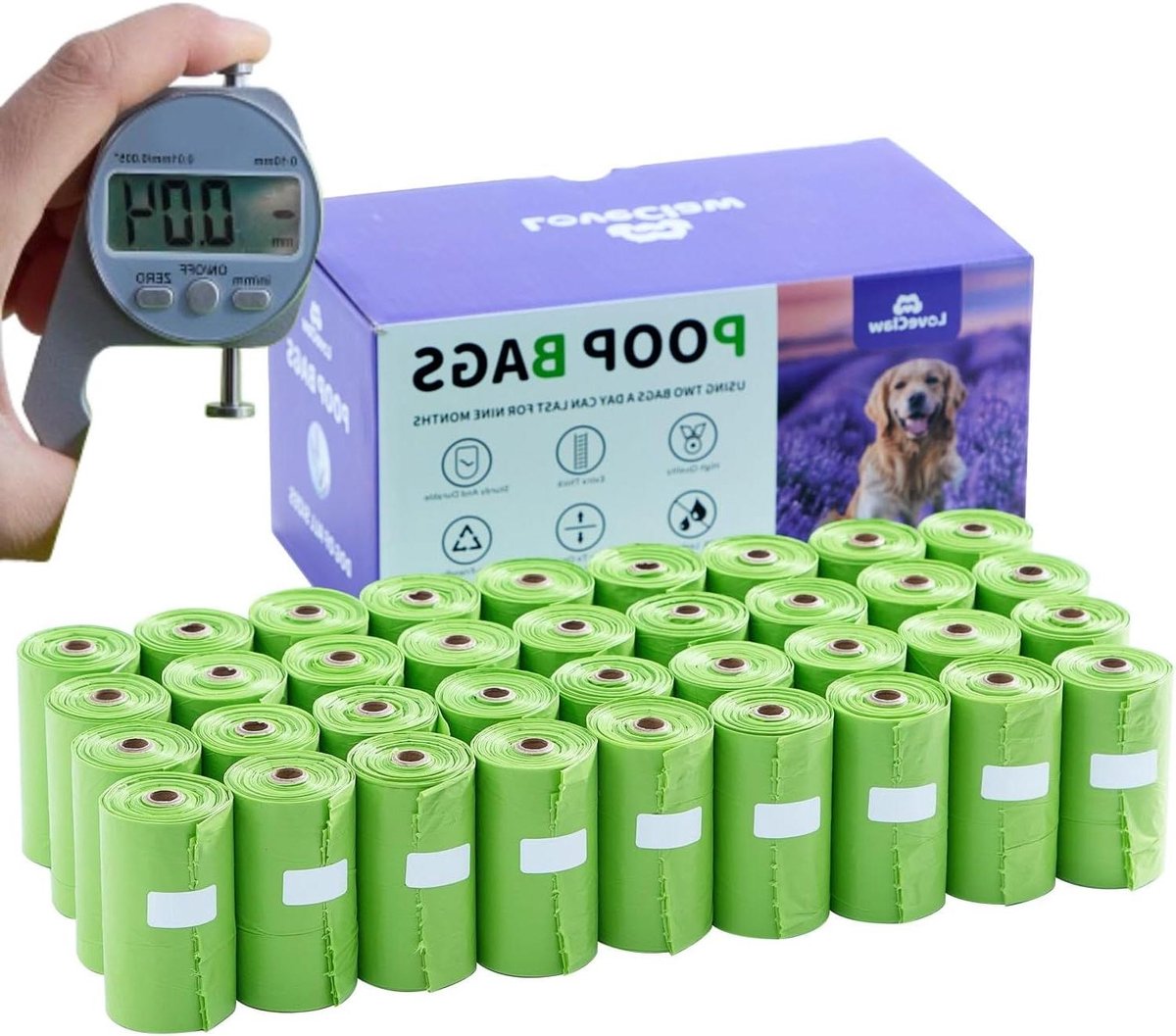 Hondenpoepzakken - Poepzakjes Hond - Hondenuitlaten - Lavendelgeur - 540 stuks - Paars