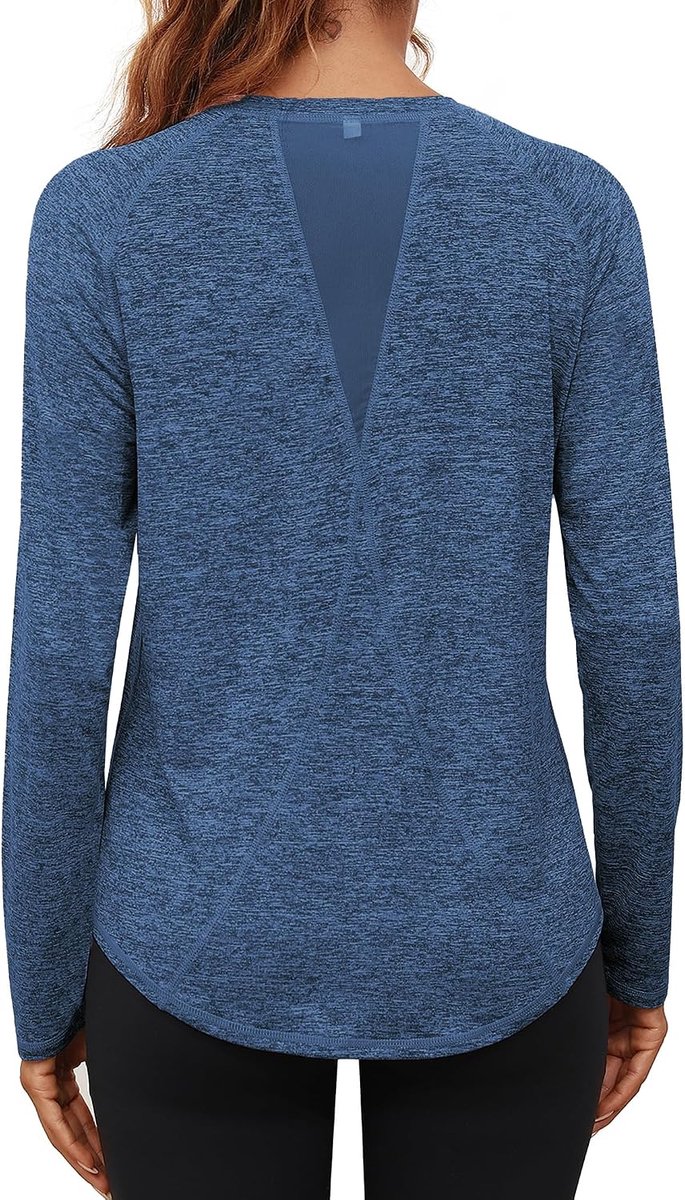 UV-shirt voor dames, UPF 50+, sportshirt, lange mouwen, ademend functioneel shirt met mesh rug, sneldrogend hardloopshirt