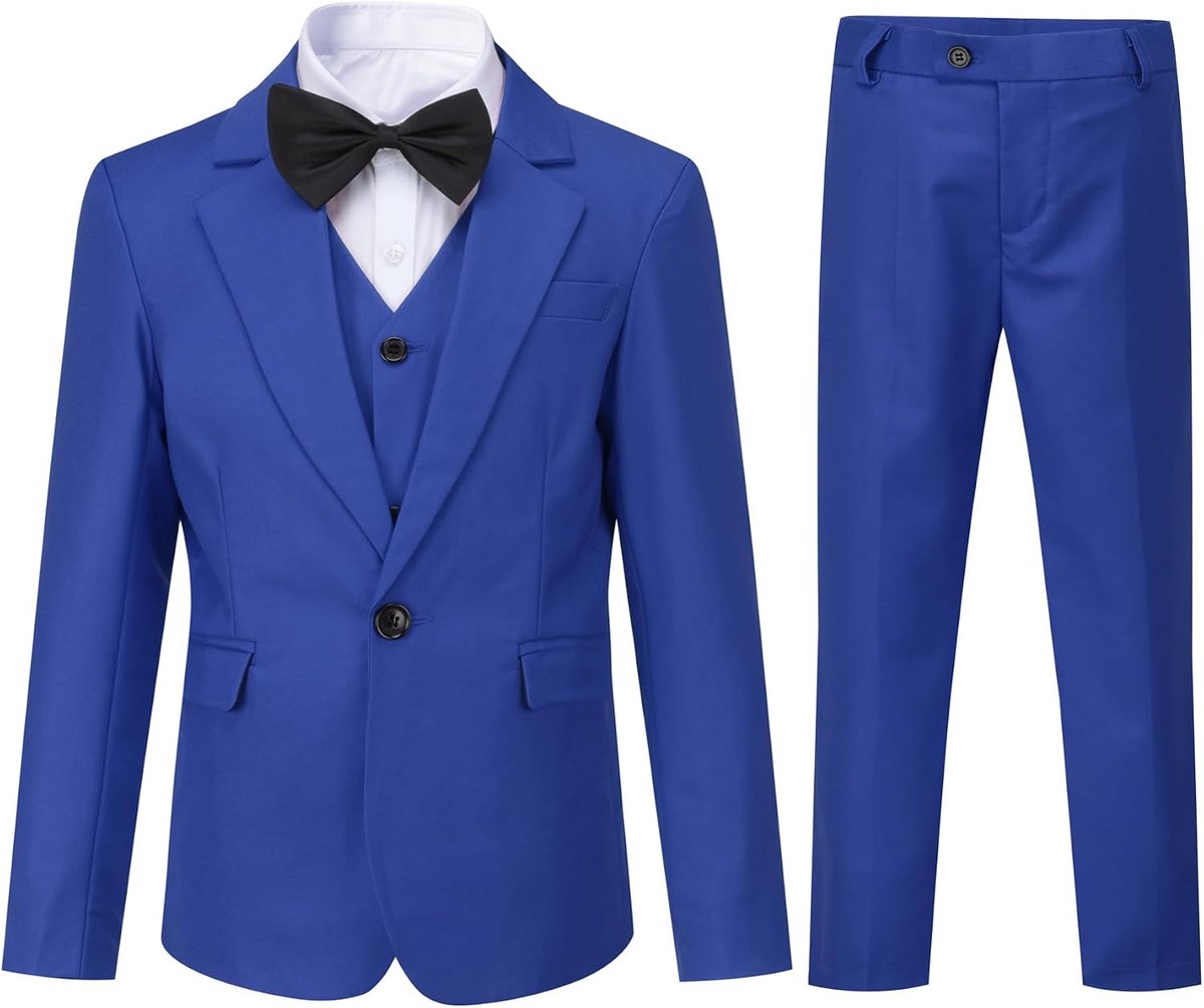 Jongens 3 stuks pak met één knoop revers kraag pak bruiloft verjaardag party prom performance pak blazer vest broek meerkleurig