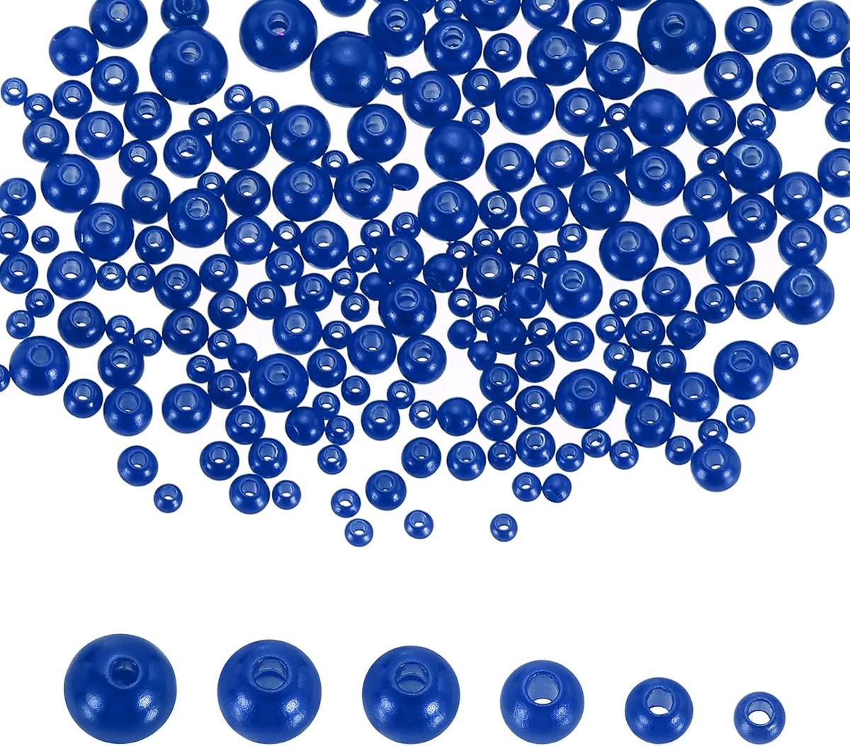 Kralen in verschillende kleuren, 3-8 mm, ronde kralen met gat, losse kralen voor het vullen van vazen, tafeldecoratie, donkerblauw