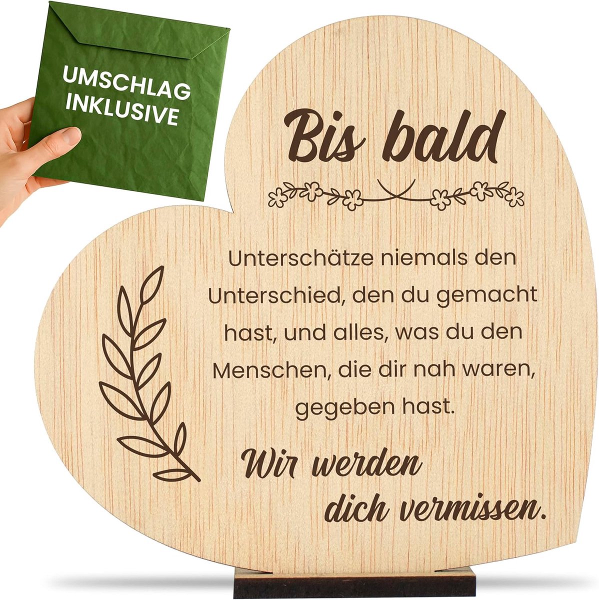 Afscheidskaart van hout. Origineel afscheidscadeau voor collega's bazen leraren leraren voor afstuderen en afstuderen (afscheid)