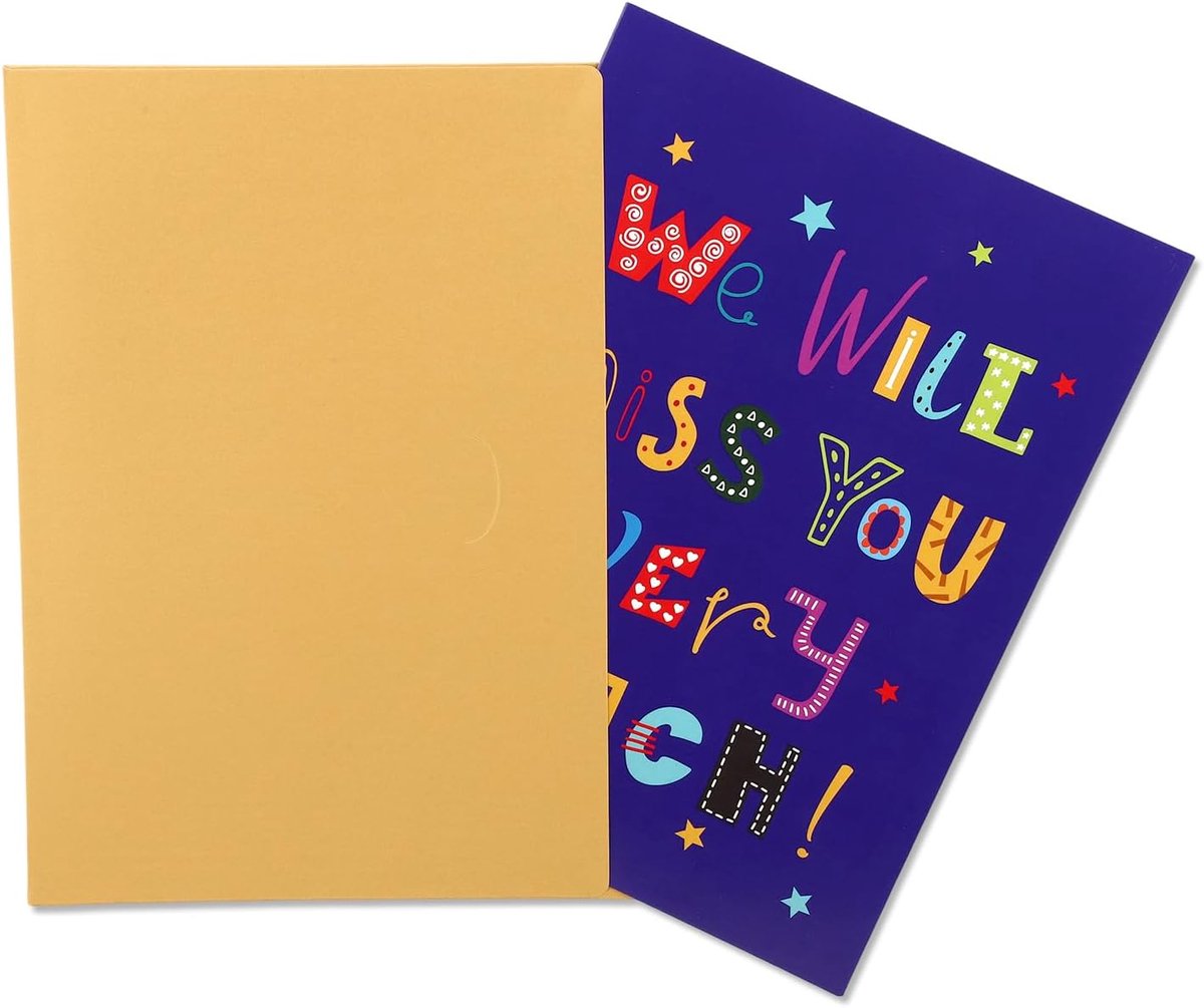 Afscheidskaart, 40x27cm Gigantische Afscheidskaart met Envelop voor Vrouwen Mannen Collega's Pensioencadeau Afscheidscadeau(Paars)