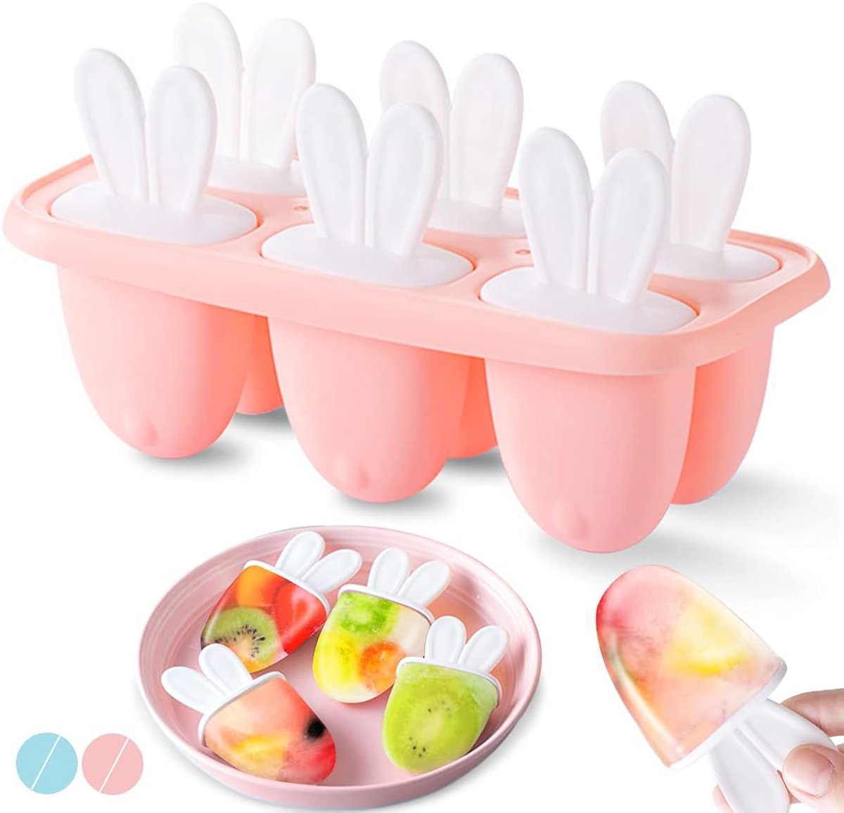 IJsvormen op steel Mini, 6 vormen, herbruikbaar, popsicle vormen, set voor kinderen, zelf ijs maken