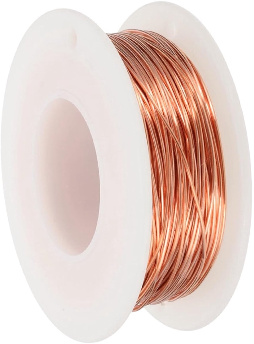 Koperdraad, 0,6 mm x 30,5 m, knutseldraad, koperspoel, pure koperen kabel voor knutselen, sieradendraad, tuinieren, elektrotechniek en doe-het-zelf handwerk