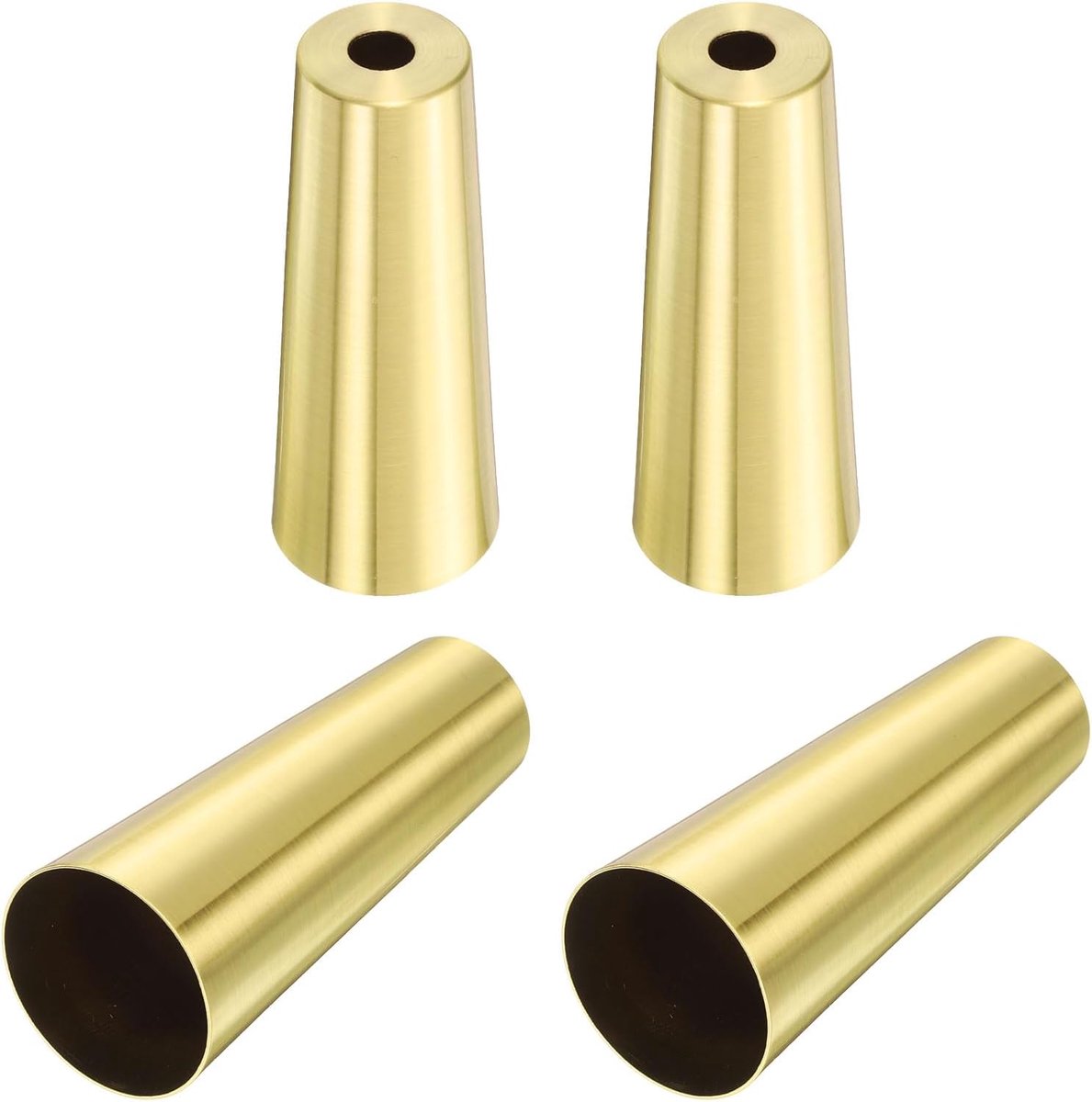 4 stuks metalen meubelvoetafdekkingen, 3,8 x 10 cm, conische gouden tafelvoetdoppen, verhoging hoogte meubelpads, beenbescherming voor stoel, tafel, bank