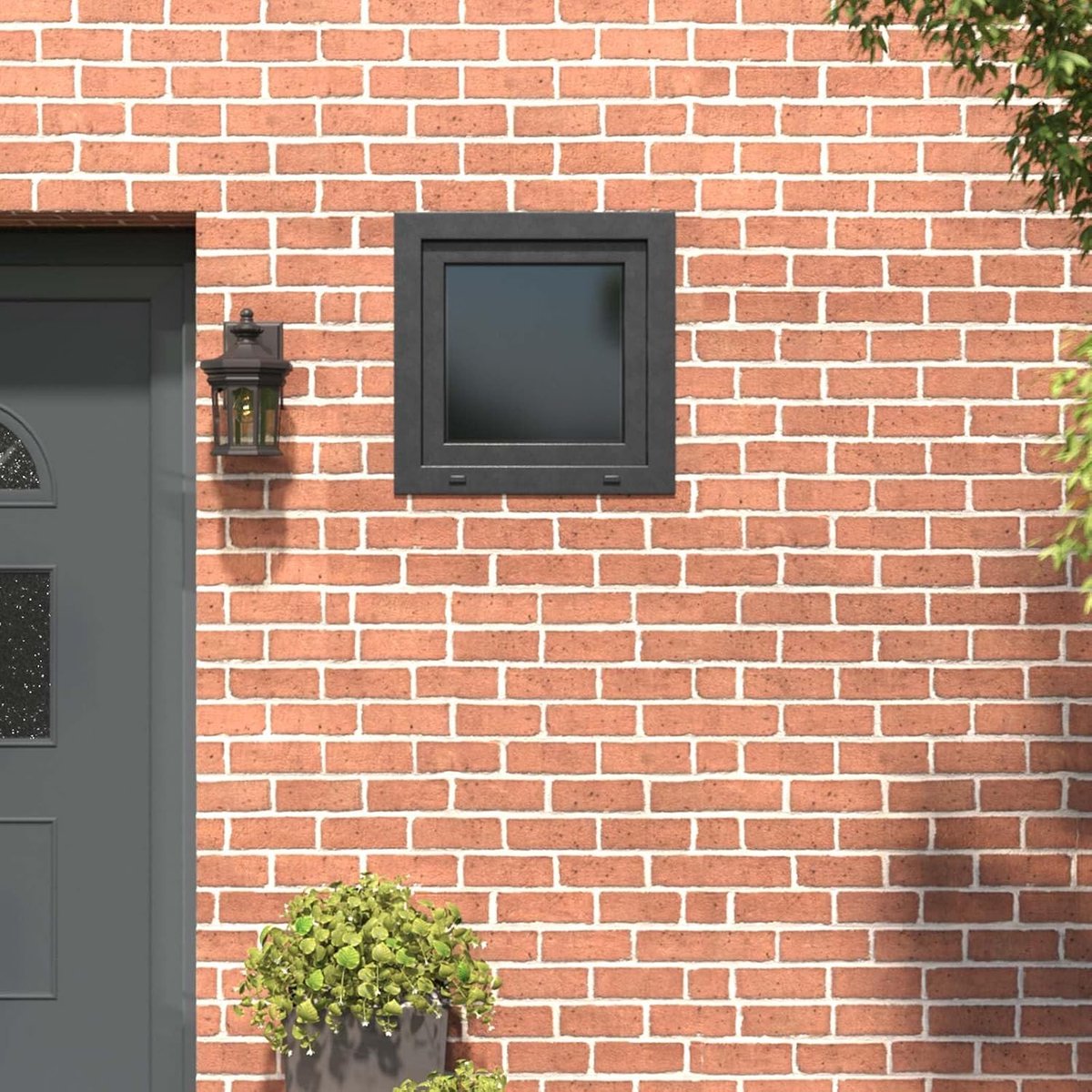 Kelderraam, 50 x 50 cm, pvc-glas, antraciet, draai- en kantelfunctie, lichtdoorlatend, 60 mm frameprofiel