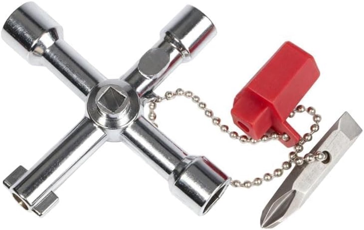 4-weg multifunctionele sleutel, universele vierkante sleutel, driekantsleutel voor tellerkasten, schakelkasten, nutsvoorzieningen, watermeter, elektriciteitsmeter, gasmeter