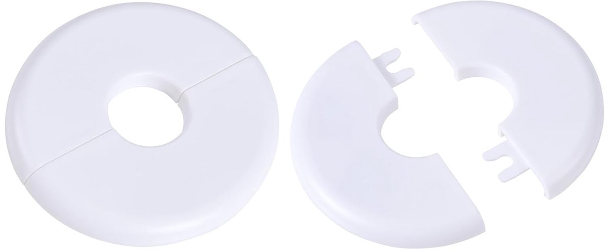 2st Muursplitflens, ABS Ronde Rozetplaat Loodgietersafdekplaten voor 23mm Diameter Pijpkraan Decoratie Accessoires (Wit)