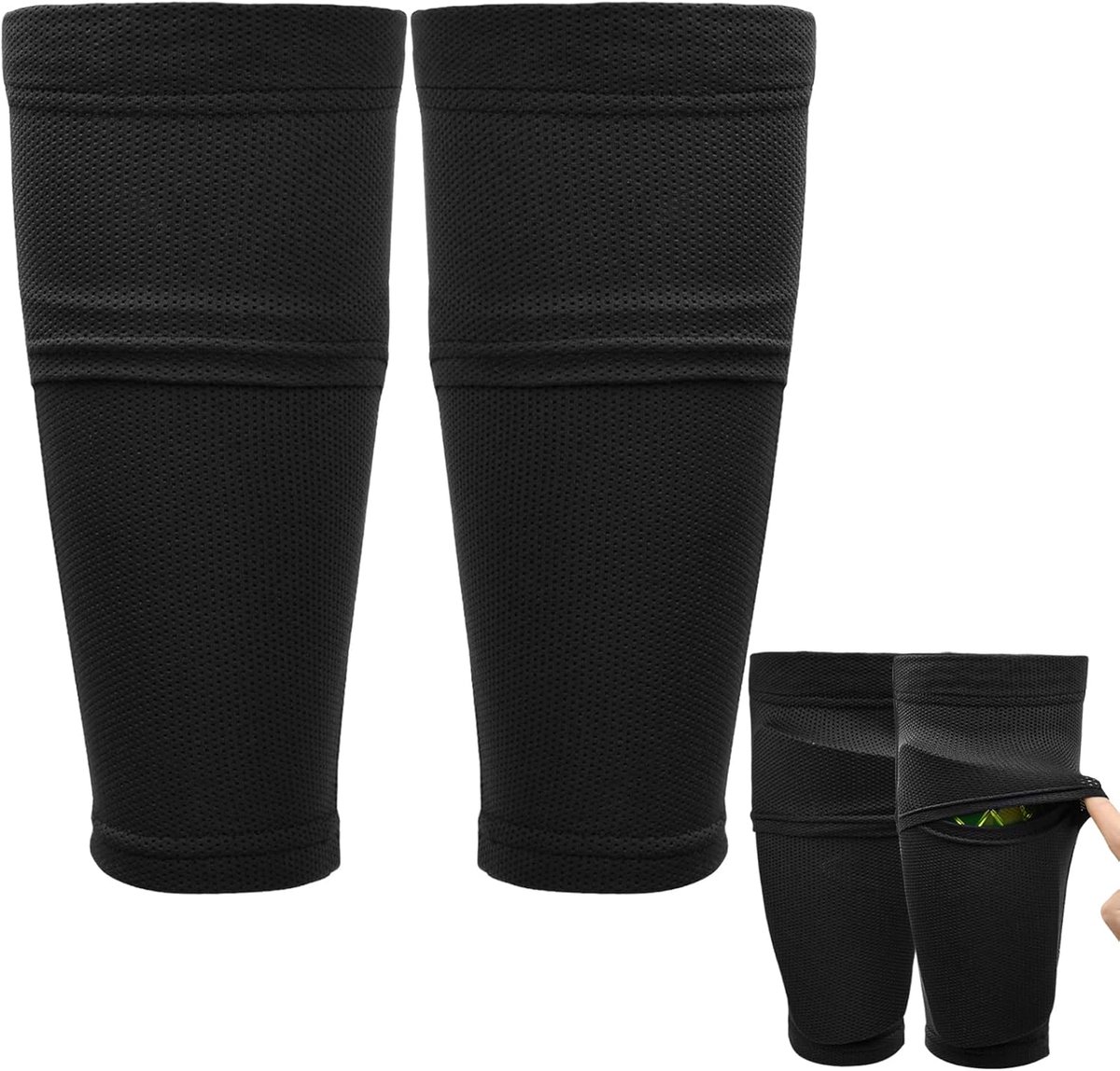 Scheenbeschermers, voetbal met antislipstrepen, voetbalshin guards met geoptimaliseerde insteekzak, kindervoetbal, scheenbeschermers, voetbalsokken, set voor kinderen, jongeren en volwassenen