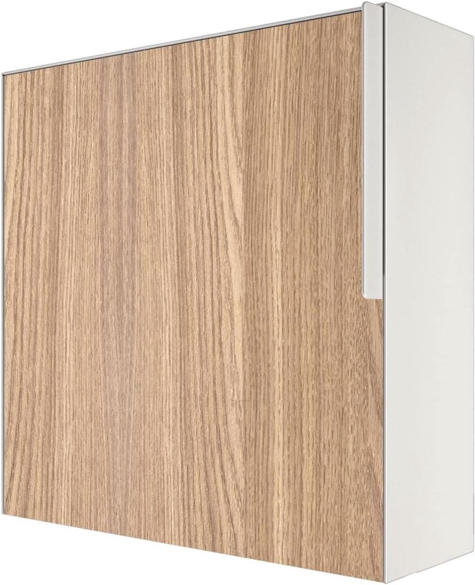 Brievenbus Muurbevestiging - Wandmailbox Postbak - Post Ontvangen - Houtdecor Front - 29 x 39 x 13 cm - Wit