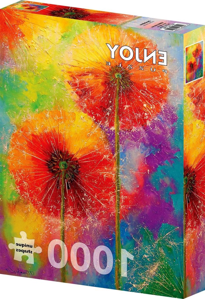 Legpuzzel Paardebloemen - Puzzel 1000 stukjes - Ontspanning thuis - Unieke stukvormen - 68 x 48 cm - Kleurrijk