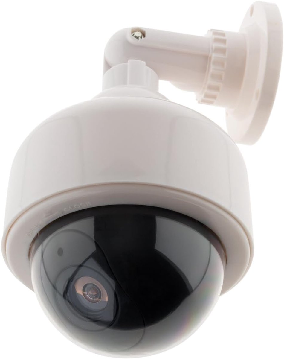- Buiten Dummy Beveiligingscamera met LED - Wit - Strak Ontwerp - Simuleert Videoregistratie - Afschrikwekkende LED - Bevestigingsschroeven Kit - Voor Buiten