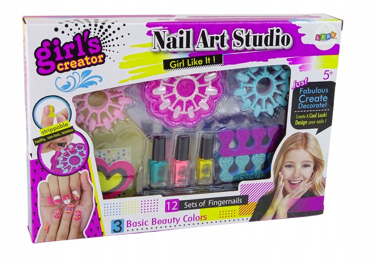 Nagelstudio Set voor Kinderen: Lakken, Vijltje, Sjablonen & Glitters