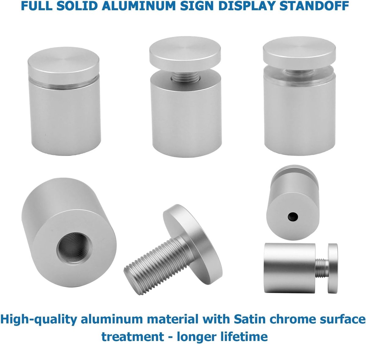 12PCS 25x25mm Aluminum Solid standoff wall mounts sign support advertising screws fixing bolts standoff wall fixings - ShopVlot